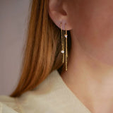 Enamel - Forgyldt sølv Lilja ørering med perle og kugler  - Model: E187G-perle/kugle
