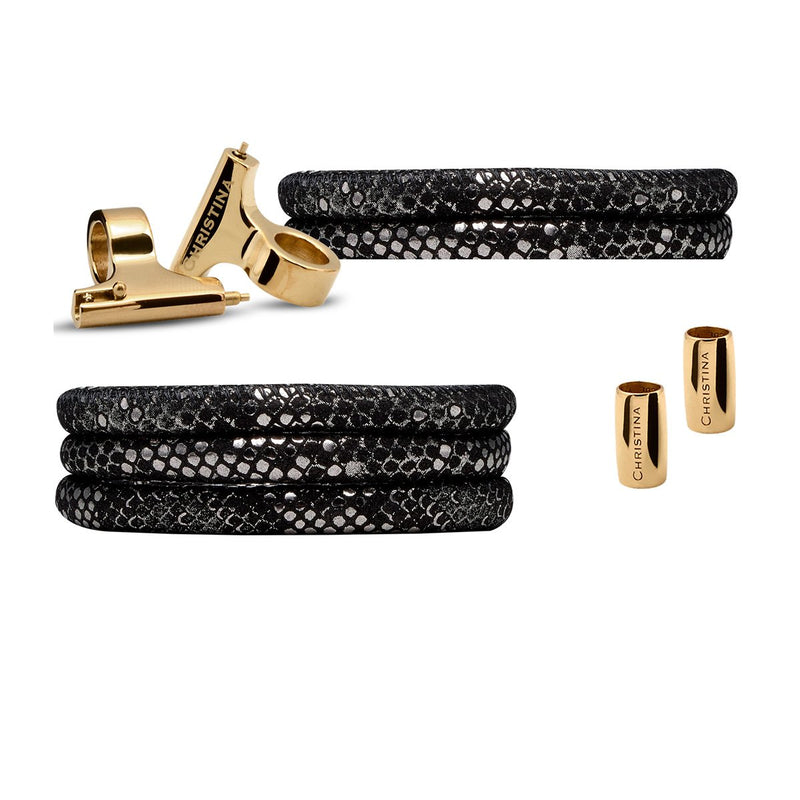 Køb Christina Jewelry & Watches - Watch cord set, black snake lædersæt til ur, 16mm eller 18mm - Modelnr.: 604-BS hos Guldsmed Smeds
