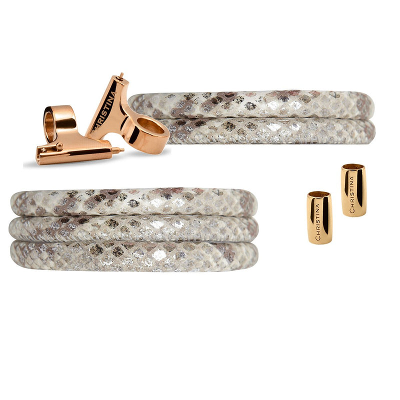 Køb Christina Jewelry & Watches - Watch cord set, Silver snake lædersæt til ur, 16mm eller 18mm - Modelnr.: 604-SS hos Guldsmed Smeds