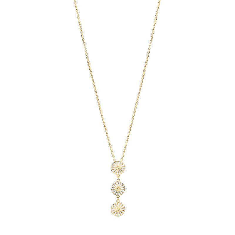 Køb Lund Copenhagen - Marguerit collier forgyldt med 3x11mm 42cm hvid emalje lodret hængende - Modelnr hos Guldsmed Smeds