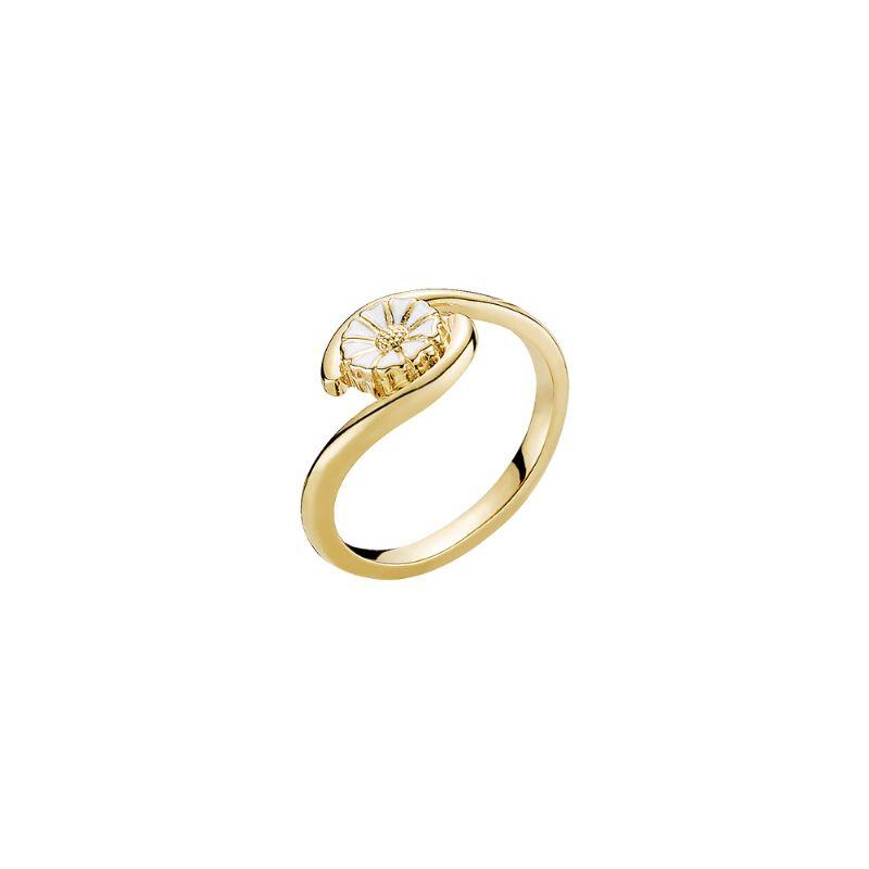 Køb Lund of Copenhagen - Marguerit ring forgyldt 7,5mm hvid emalje - Modelnr.: 907080-m hos Guldsmed Smeds