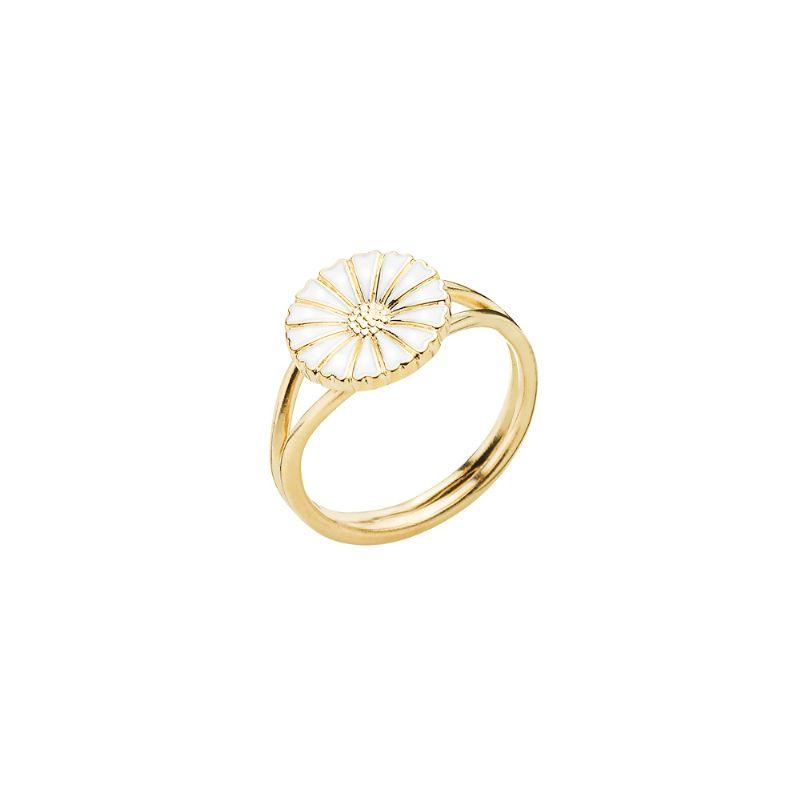 Køb Lund of Copenhagen - Marguerit ring forgyldt 11mm hvid emalje - Modelnr.: 907011-M hos Guldsmed Smeds