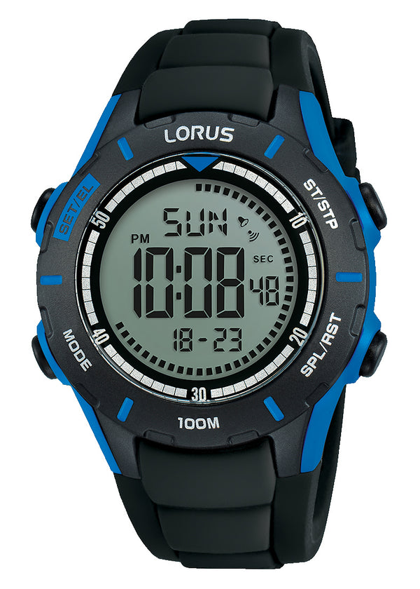 Køb Lorus -  Digital sports ur med sort silicone rem- Model: R2363mX9 hos Guldsmed Smeds