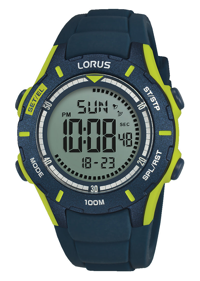 Køb Lorus -  Digital ur med blå silicone rem - Model: R2365mX9 hos Guldsmed Smeds