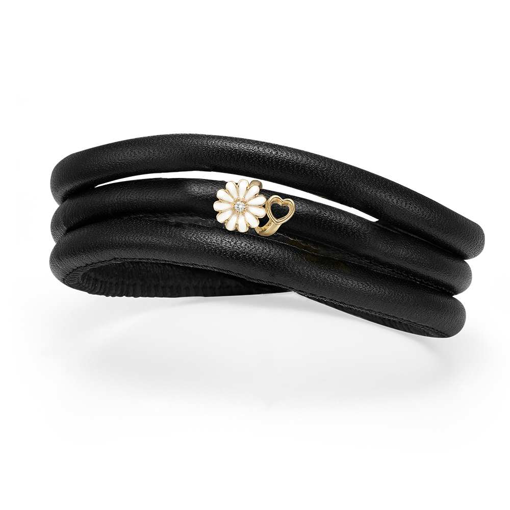 Køb Christina jewelry & watches - SB kampagne, sort armbånd m/Marguerite, forgyldt - Modelnr.: 605-SB-G hos Guldsmed Smeds
