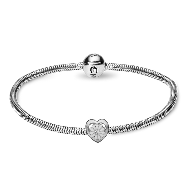 Køb Christina jewelry & watches - Kampagne sølv armbånd med sølv hjerte marguerit charm - Modelnr.: 615-SB hos Guldsmed Smeds