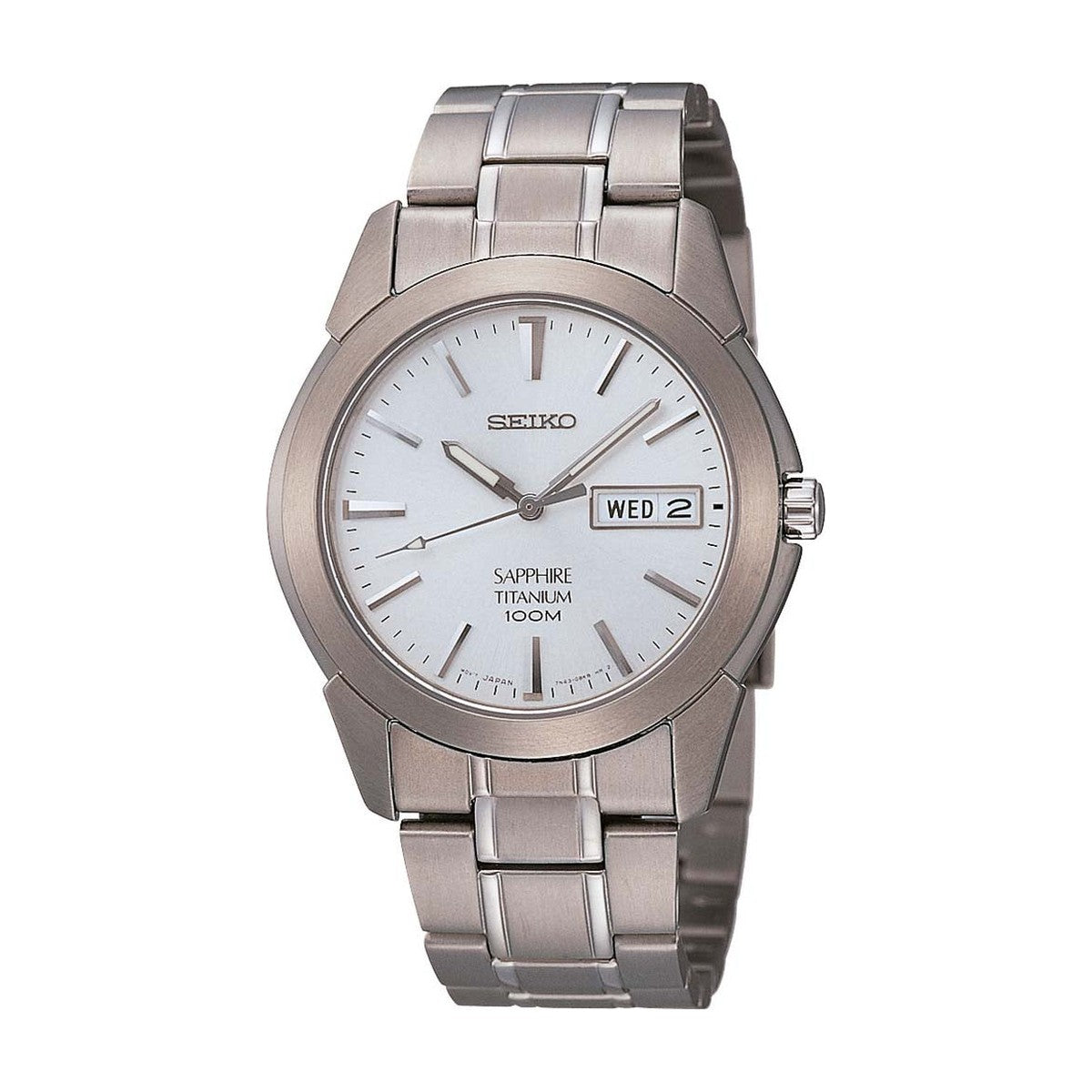 Køb Seiko - Herreur titan med lænke, lys skive, 100m - Model: SGG727 hos Guldsmed Smeds