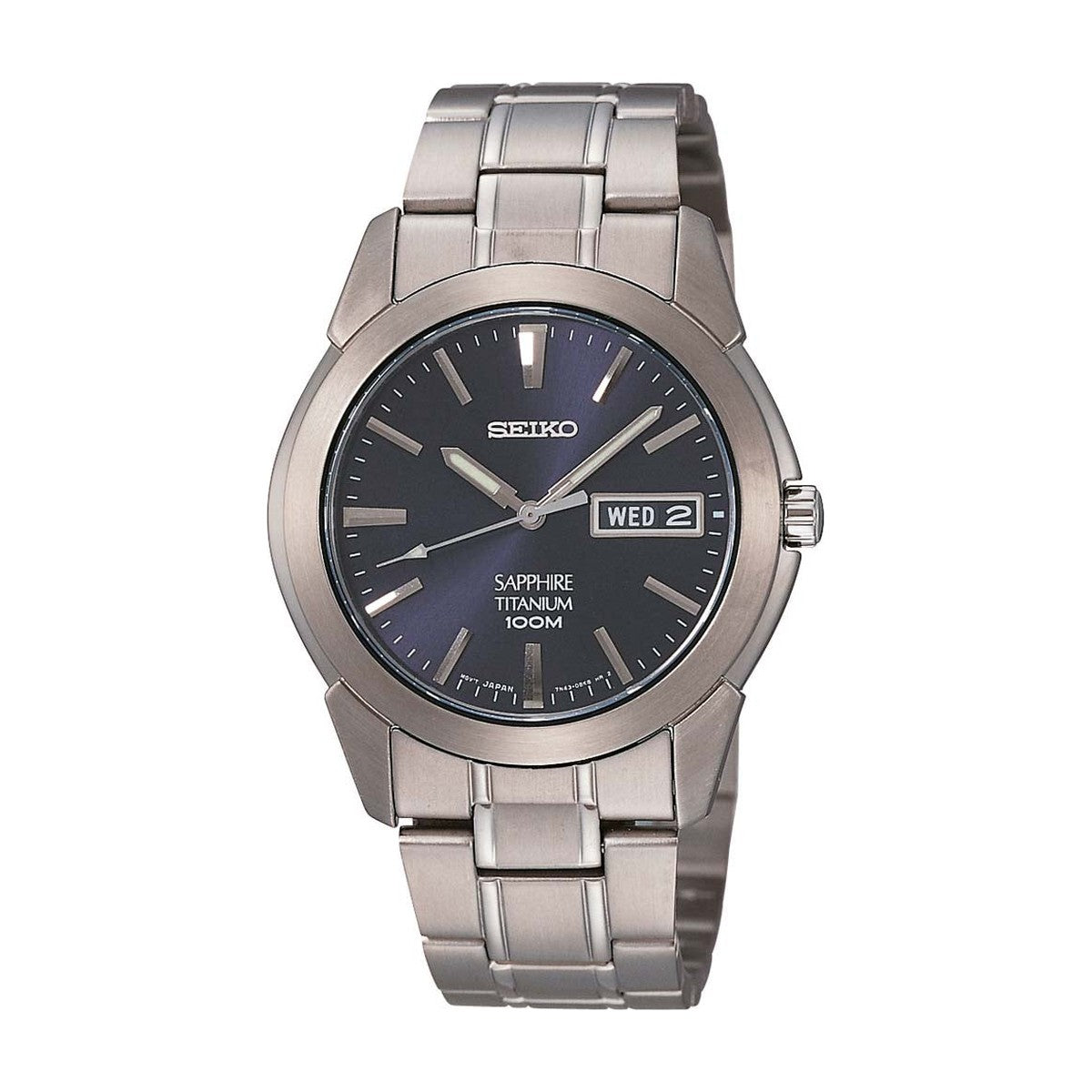 Køb Seiko - Herreur titan med lænke, blå skive, 100m - Model: SGG729 hos Guldsmed Smeds