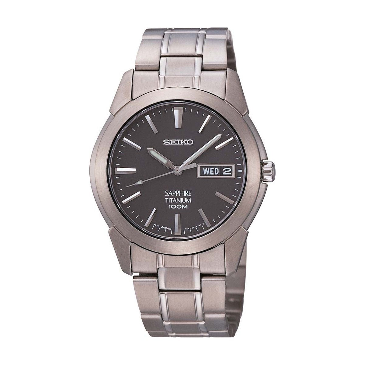 Køb Seiko - Herreur titan med lænke sort skive, 100m - Model: SGG731 hos Guldsmed Smeds