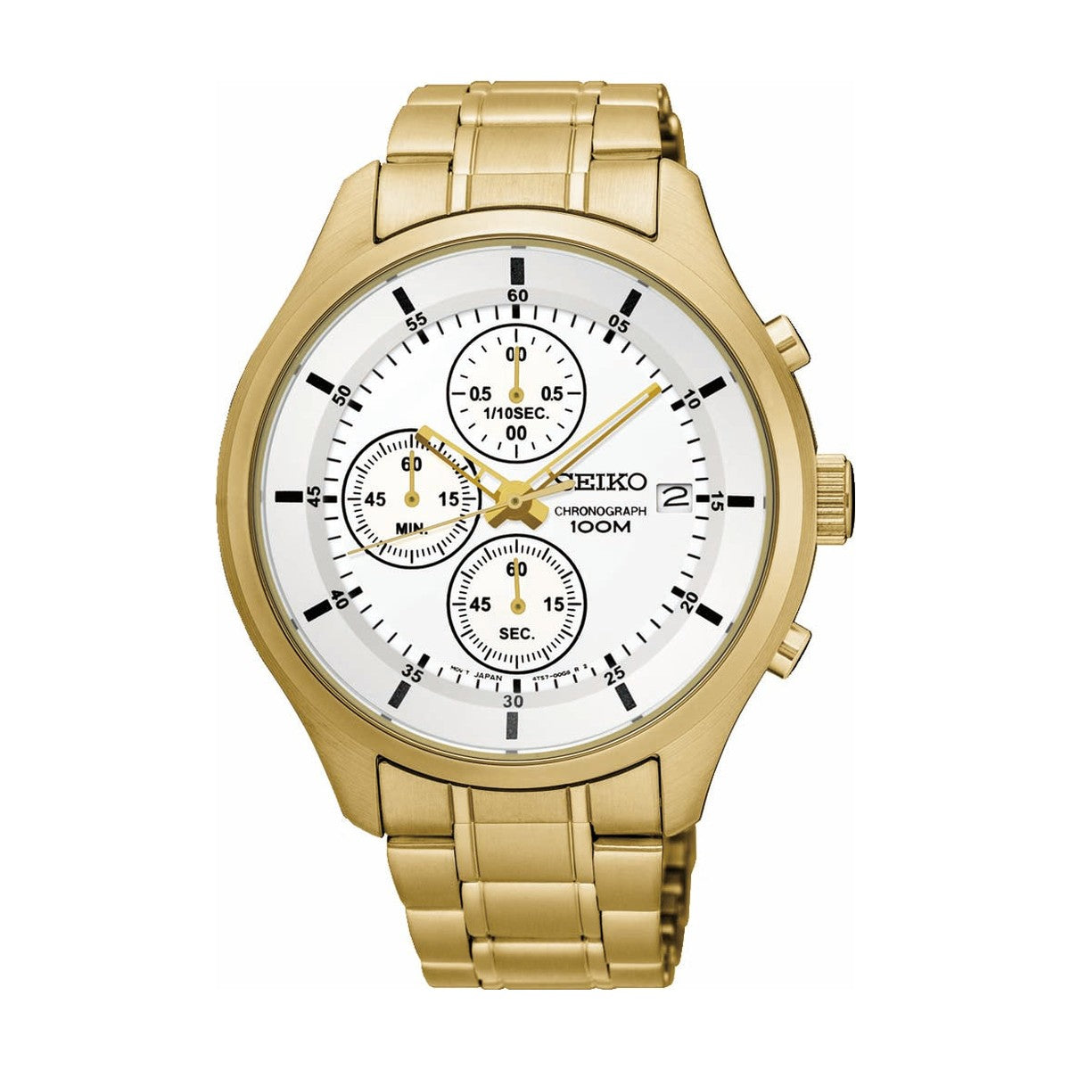 Køb Seiko - Herreur cronograph gulddublé med lænke dato 100 m - Model: SKS544P1 hos Guldsmed Smeds