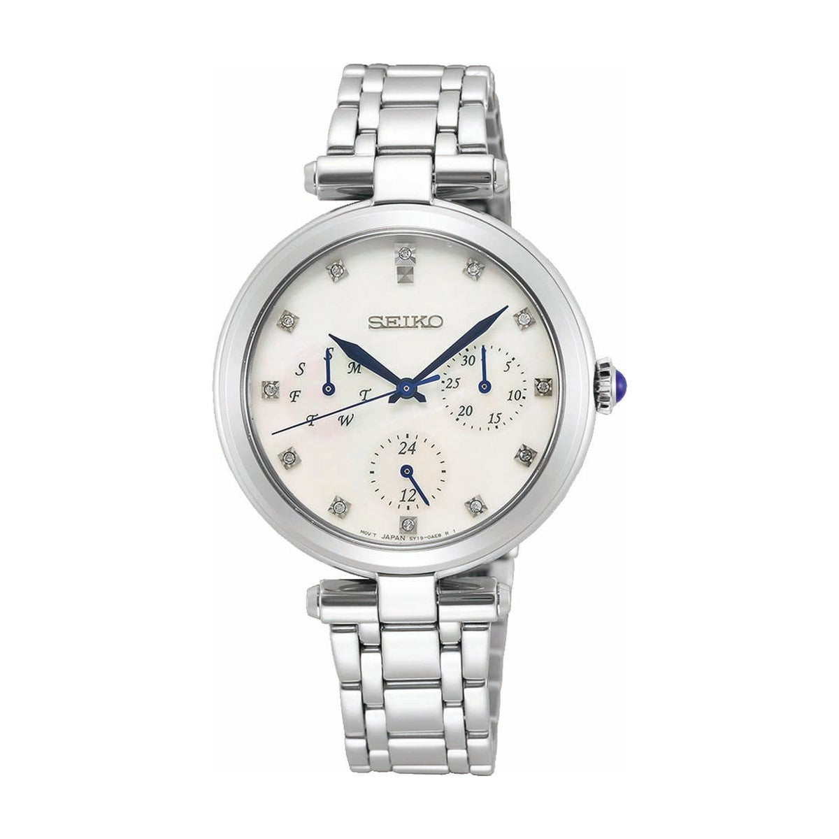 Køb Seiko - caprice dameur stål med lænke, 12 diamanter, 50m - Model: SKY663P1 hos Guldsmed Smeds