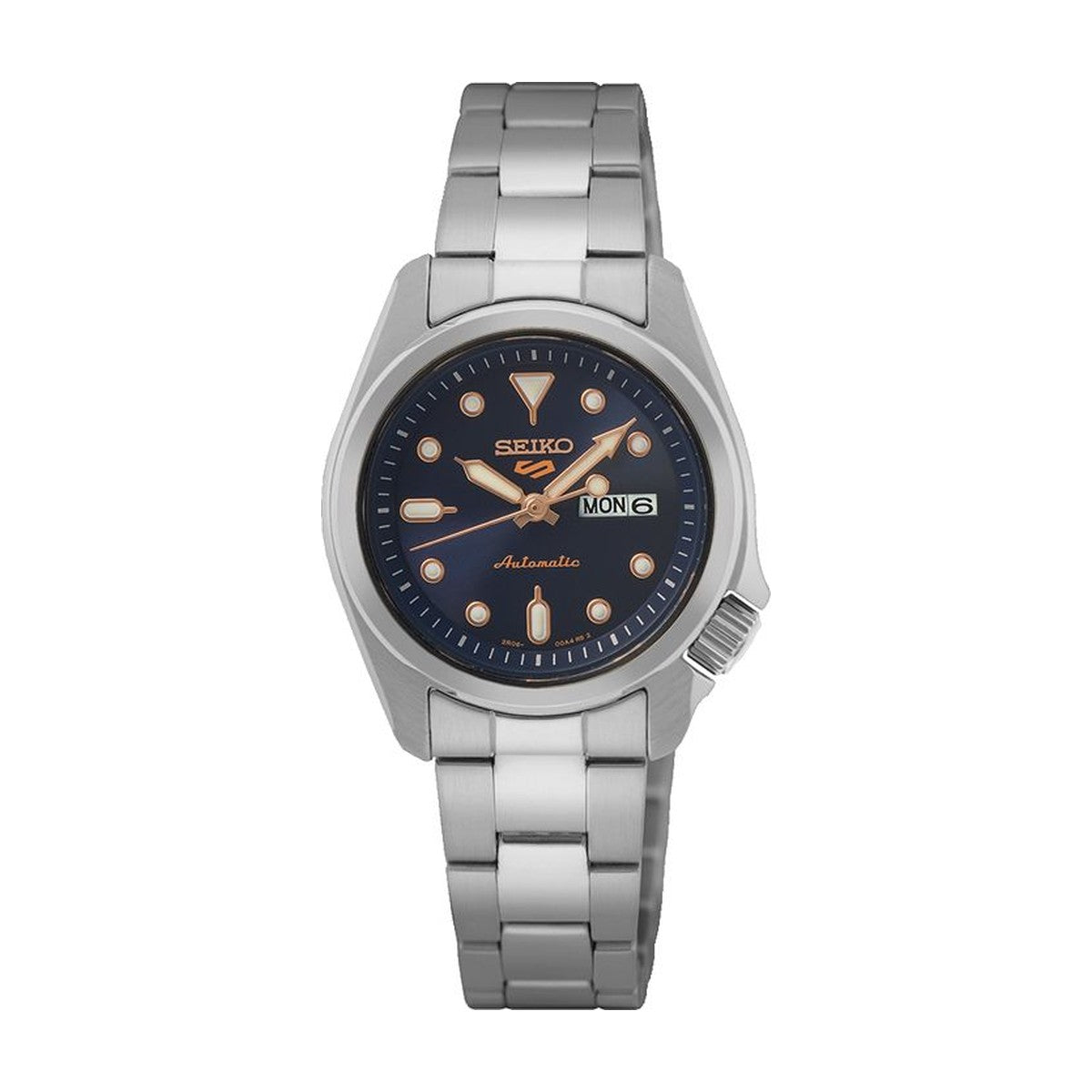 Seiko - 5 sport automatik Dameur, stål med lænke, blå skive, 100m - Model: SRE003K1