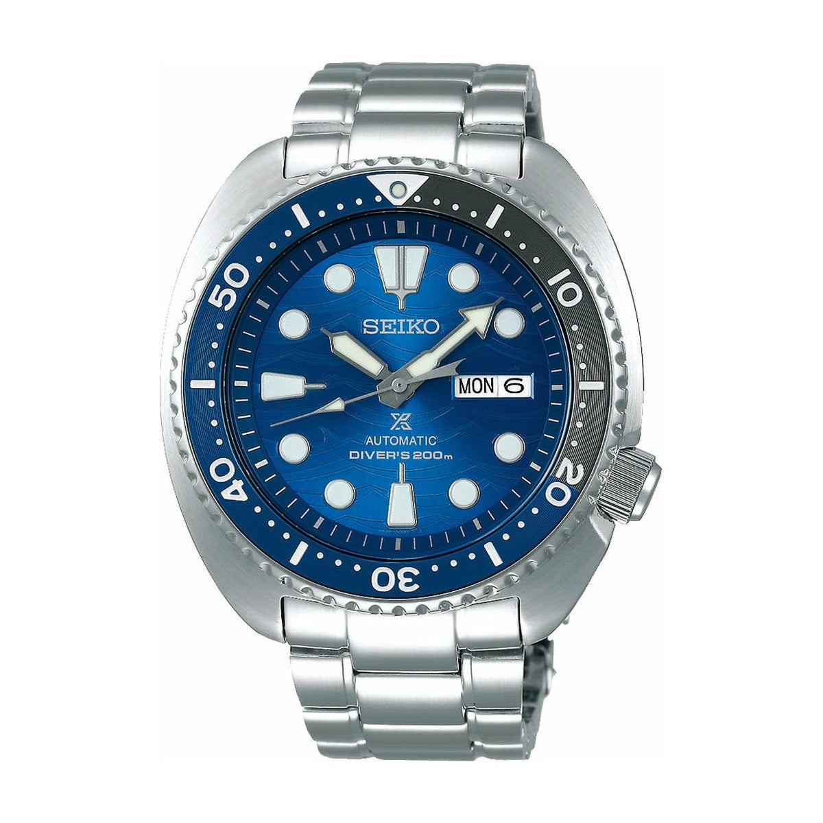 Køb Seiko - prospex automatik divers, stål med lænke, blå skive L.E. 200m - Model: SRPD21K1 hos Guldsmed Smeds