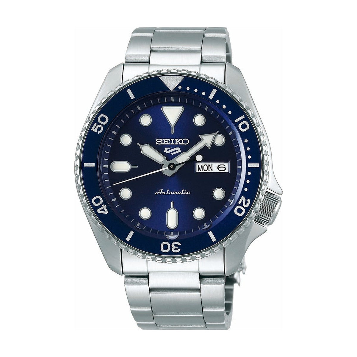 Køb Seiko - 5 sport automatik herreur, stål med lænke, blå skive, 100m - Model: SRPD51K1 hos Guldsmed Smeds