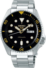 Seiko - 5 sport automatik herreur, stål med lænke, sort skive, 100m - Model: SRPD57K1