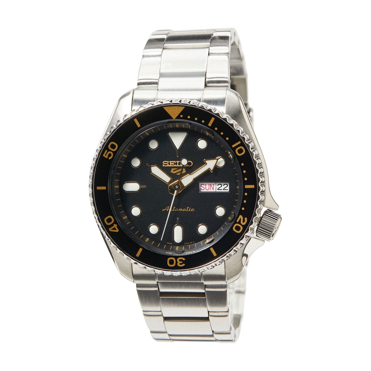 Seiko - 5 sport automatik herreur, stål med lænke, sort skive, 100m - Model: SRPD57K1