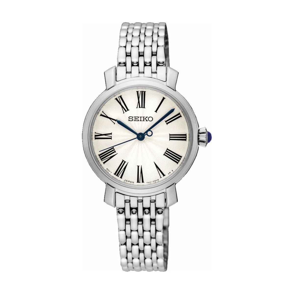 Køb Seiko - Dameur stål med lænke, romertal, 50 m - Model: SRZ495P1 hos Guldsmed Smeds
