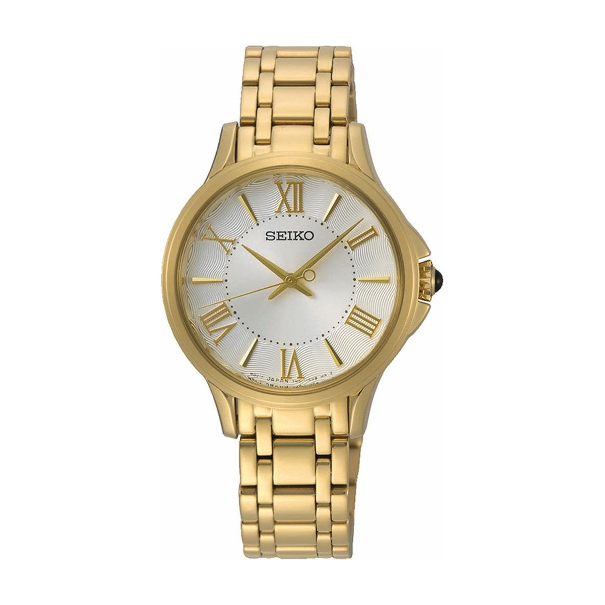 Køb Seiko - Dameur gulddublé med lænke, romertal, 50 m - Model: SRZ528P1 hos Guldsmed Smeds