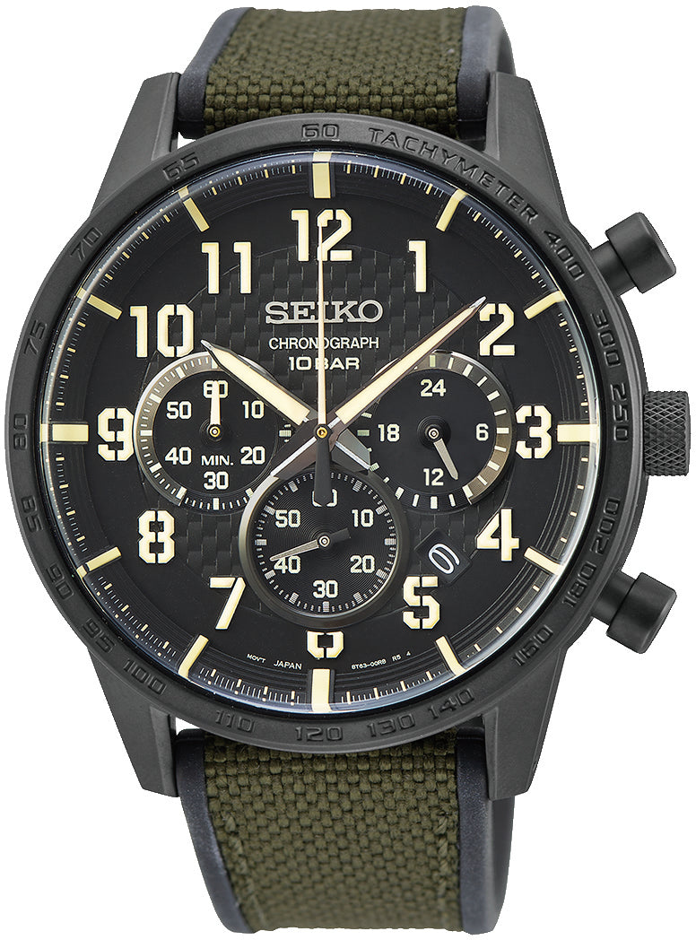 Køb Seiko - Herreur cronograph med rem sort skive 100 m - Model: SSB369P1 hos Guldsmed Smeds