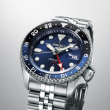 Seiko - 5 sport GMT automatik herreur, stål med lænke, mørkeblå skive, 100m - Model: SSK003K1