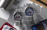 Seiko - 5 sport GMT automatik herreur, stål med lænke, mørkeblå skive, 100m - Model: SSK003K1