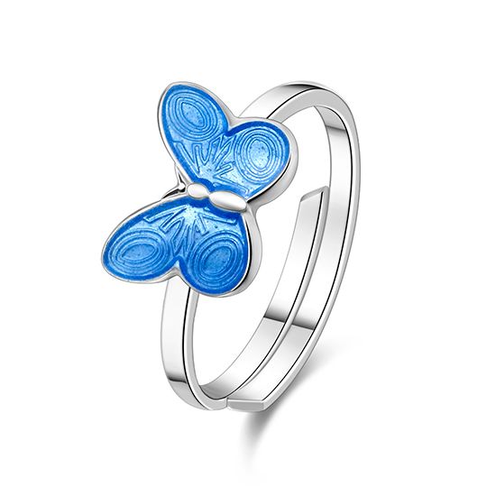 Pia & Per - Ring sølv, blå sommerfugl - Model: 32302
