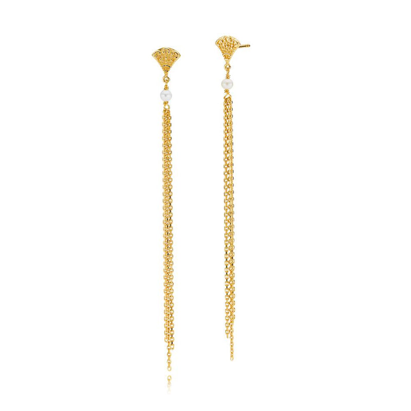 Køb Izabel Camille - BOHEMIAN lange ørestikker i 18 karat guldbelagt sterlingsølv med enkelt ferskvandsp - Model: a1686gs hos Guldsmed Smeds