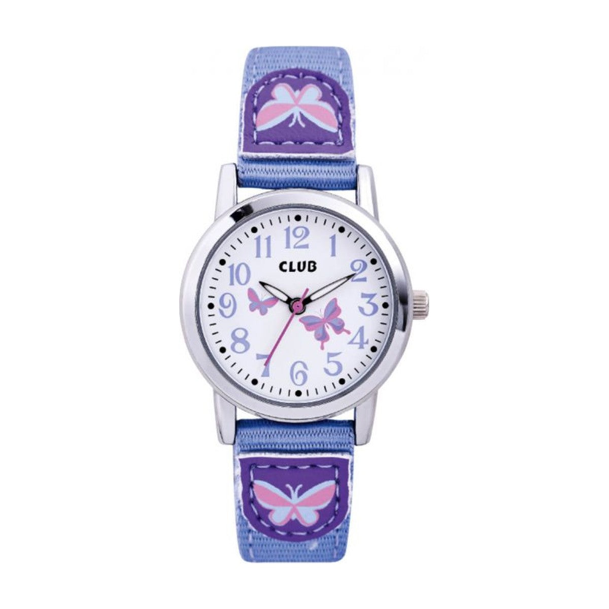 CLUB - Pigeur i chrom med lilla rem med sommerfugle - Model: A65185-1S0A
