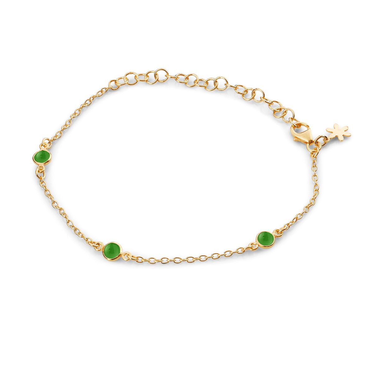 Køb Susanne Friss Bjørner - Armbånd forgyldt sølv 5 mm grøn ag - Model: 1585-2-102 hos Guldsmed Smeds