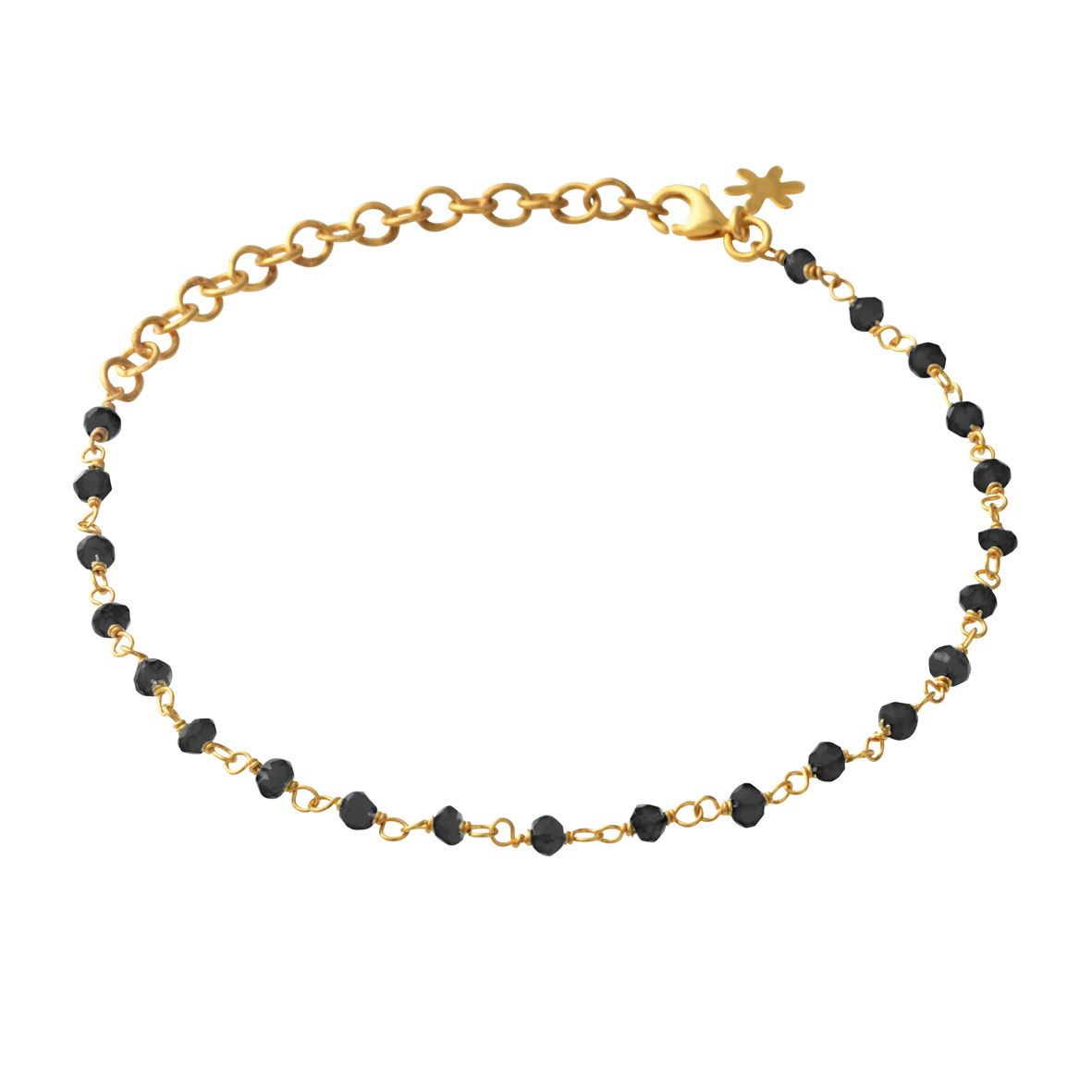 Køb Susanne Friis Bjørner - Armbånd forgyldt sølv 16-20 cm med facet sort spinel - Modelnr.: SFB-1433-2-125 hos Guldsmed Smeds