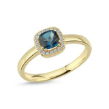 Nuran - 14 kt. ring GRACE med Londonblå topas og diamanter - Model: A2220 LT 010 RG