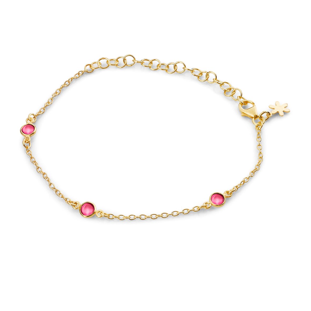 Køb Susanne Friis Bjørner - Armbånd med Pink krystal, forgyldt - Modelnr.: SFB-1585-2-183 hos Guldsmed Smeds