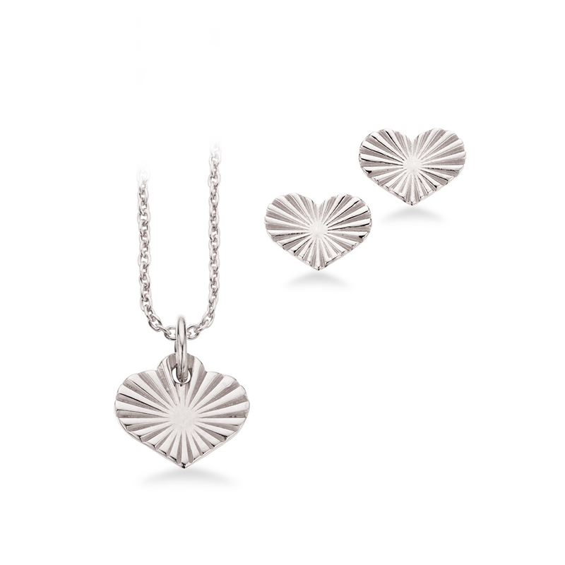 Scrouples - Sølv smykkesæt plissé hjerte - Model: PX1111