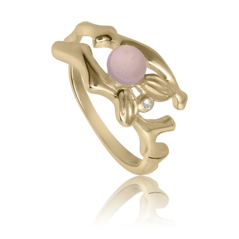 ByKjaergaard - Fairytale ring - Forgyldt med rosa kalcedon og hvid topas - Model:  sfarg1348wtrc