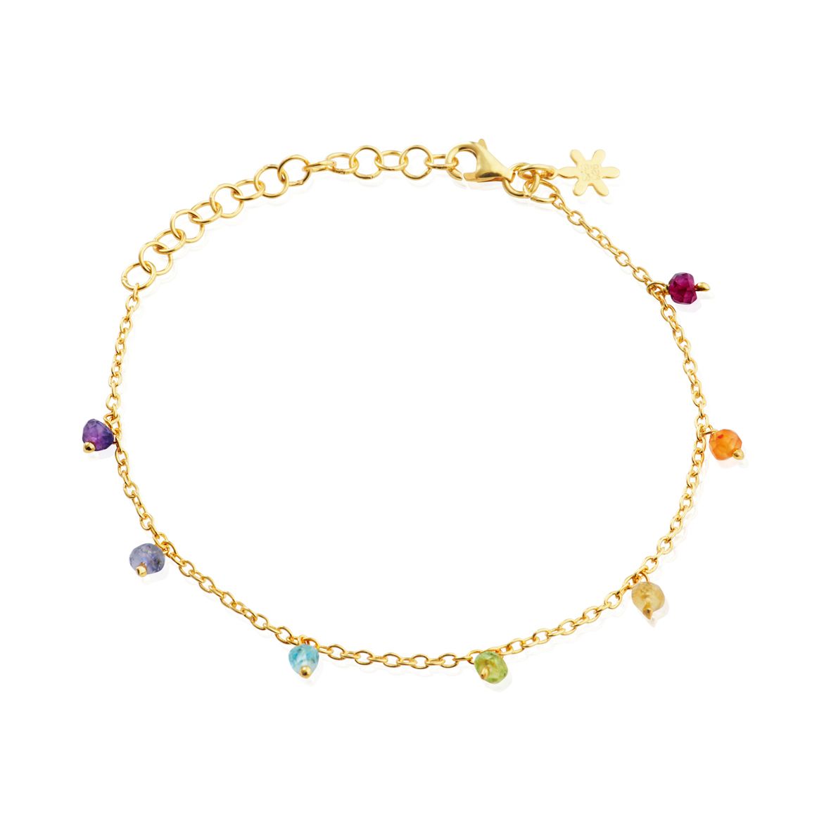 Køb Susanne Friis Bjørner - Armbånd forgyldt sølv 16-20 cm med farvede sten - Modelnr.: SFB-1868-2-20-556 hos Guldsmed Smeds