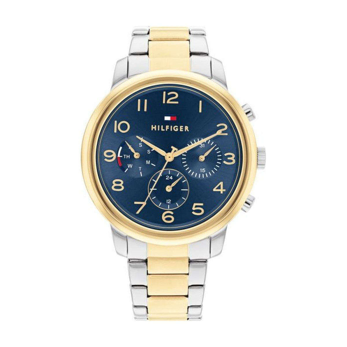 Tommy Hilfiger - Dameur double/stål med lænke og blå multi skive - Model: 1782524