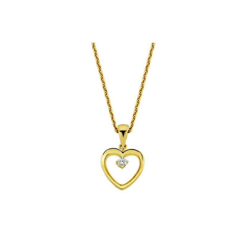 Køb Nuran - 14 kt. guld hjerte vedhæng med diamant 0, 02ct w/si med sølv forgyldt kæde - Model: V2916 RG hos Guldsmed Smeds